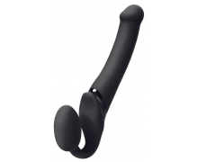 Безремневой страпон с вибрацией Silicone Bendable Strap-On XL, черный