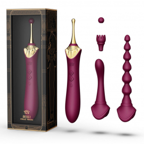Вибратор с 4 сменными насадками Bess 2, сливовый