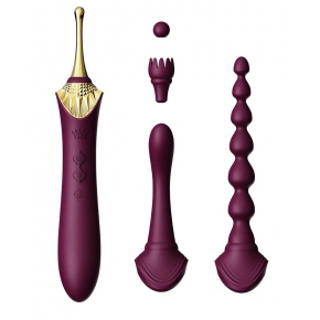Вибратор с 4 сменными насадками Bess 2, сливовый