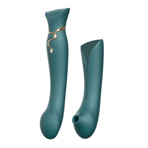 Вибромассажёр с дополнительной насадкой Queen, зеленый