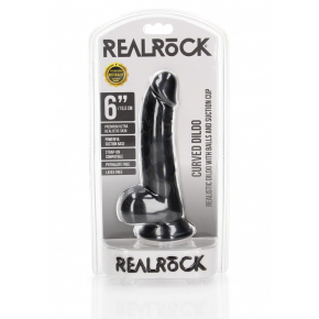 Фаллоимитатор RealRock Curved Realistic Dildo Balls Suction Cup 6, черный