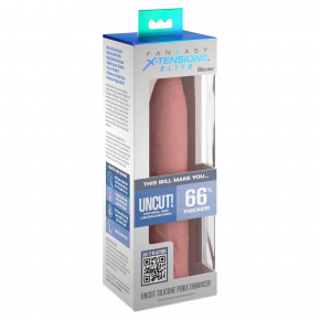 Насадка-удлинитель Uncut Silicone Penis Enhancer, телесная