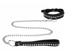 Ошейник с поводком Ouch! Diamond Studded Collar With Leash