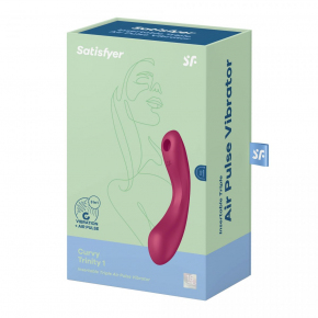 Вибромассажер с вакуумной стимуляцией Satisfyer Curvy Trinity 1, малиновый