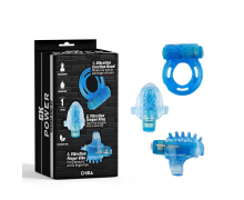Набор из 3 эрекционных колец с вибрацией Teasers Ring Kit, синий