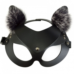 Кожаная маска с мехом BDSM accessories Кошечка