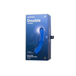 Двусторонний стеклянный фаллоимитатор Satisfyer Double Crystal, синий