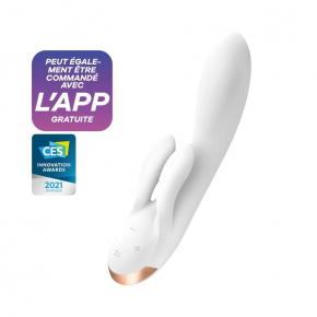 Вибратор-кролик с двумя клиторальными отростками Satisfyer Double Flex, белый