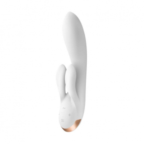 Вибратор-кролик с двумя клиторальными отростками Satisfyer Double Flex, белый