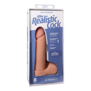 Реалистичный фаллоимитатор Doc Johnson The Realistic Cock Ultraskyn 8", телесный
