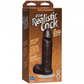 The Realistic Cock 8", черный — реалистичный фаллоимитатор на присоске, 20.6×5.1 см