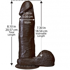 The Realistic Cock 8", черный — реалистичный фаллоимитатор на присоске, 20.6×5.1 см
