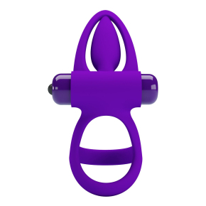 Эрекционное кольцо с 10 режимами вибрации и подхватом мошонки Vibration Cock Ring, фиолетовое