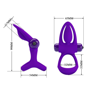 Эрекционное кольцо с 10 режимами вибрации и подхватом мошонки Vibration Cock Ring, фиолетовое