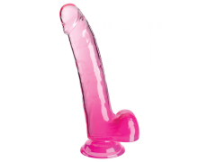 Фаллоимитатор с мошонкой на присоске Pipedream King Cock Clear 9’’ Cock with Balls, розовый