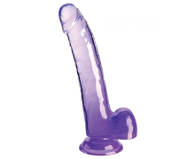 Фаллоимитатор с мошонкой на присоске Pipedream King Cock Clear 9’’ Cock with Balls, фиолетовый