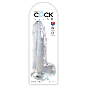 Фаллоимитатор с мошонкой на присоске Pipedream King Cock Clear 9’’ Cock with Balls, прозрачный