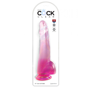 Фаллоимитатор с мошонкой на присоске Pipedream King Cock Clear 10’’ Cock with Balls, розовый