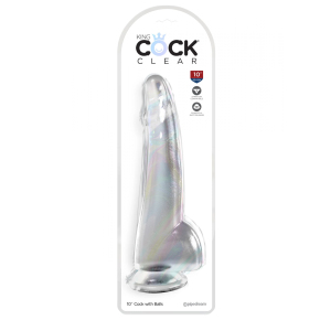 Фаллоимитатор с мошонкой на присоске Pipedream King Cock Clear 10’’ Cock with Balls, прозрачный
