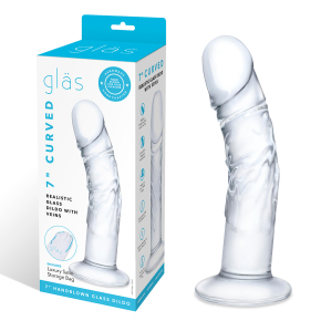 Реалистичный по форме фаллоимитатор из стекла Glas 7" Curved Realistic Glass Dildo With Veins