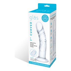 Реалистичный по форме фаллоимитатор из стекла Glas 7" Curved Realistic Glass Dildo With Veins