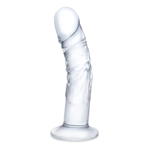 Реалистичный по форме фаллоимитатор из стекла Glas 7" Curved Realistic Glass Dildo With Veins