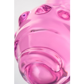 Розовая стекланная анальная втулка без ограничителя, 17×4.2 см