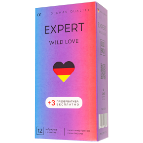 Презервативы ребристые с точками Expert Wild Love, 12 шт. + 3 шт. бесплатно