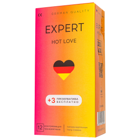 Презервативы с разогревающим эффектом Expert Hot Love, 12 шт. + 3 шт. бесплатно