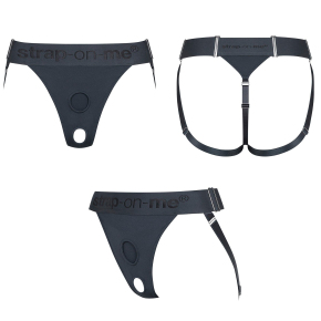Трусики для фиксации насадок Strap-on-me Unique Lingerie Harness, серые